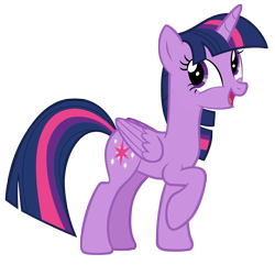 Size: 3856x3712 | Tagged: safe, artist:andoanimalia, derpibooru import, twilight sparkle, twilight sparkle (alicorn), alicorn, pony, uncommon bond, cute, female, looking back, raised hoof, simple background, smiling, solo, transparent background, twiabetes, vector