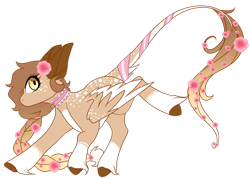 Size: 1024x735 | Tagged: safe, artist:kiara-kitten, derpibooru import, oc, oc:ash, pegasus, pony, female, flower, flower in hair, flower in tail, mare, simple background, solo, transparent background, two toned wings