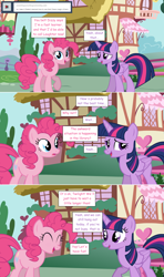 Size: 1280x2168 | Tagged: safe, artist:hakunohamikage, derpibooru import, pinkie pie, twilight sparkle, twilight sparkle (alicorn), alicorn, earth pony, pony, ask, ask-princesssparkle, happy, tumblr