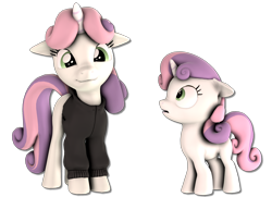 Size: 2940x2130 | Tagged: safe, artist:goatcanon, derpibooru exclusive, derpibooru import, sweetie belle, 3d, clothes, cute, high res, hoodie, older, older sweetie belle, self ponidox, simple background, source filmmaker, transparent background