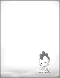 Size: 2550x3300 | Tagged: safe, artist:loreto-arts, derpibooru import, spike, dragon, comic:friendship is innuendo, ..., black and white, existential crisis, grayscale, minimalist, monochrome, nihilism, simple background, winged spike