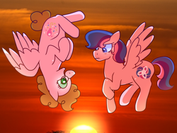 Size: 1024x768 | Tagged: safe, artist:kindheart525, artist:peep-dis, derpibooru import, oc, oc:confetti surprise, oc:galaxy guard, pegasus, pony, collaboration, glasses, kindverse, offspring, parent:cheese sandwich, parent:flash sentry, parent:pinkie pie, parent:twilight sparkle, parents:cheesepie, parents:flashlight, sunset