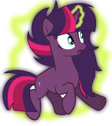 Size: 938x1051 | Tagged: safe, artist:thesmall-artist, derpibooru import, oc, oc only, oc:galaxy sparkle, pony, unicorn, base used, female, glow, glowing horn, levitation, magic, magical lesbian spawn, mare, next generation, offspring, parent:tempest shadow, parent:twilight sparkle, parents:tempestlight, self-levitation, simple background, solo, telekinesis, transparent background