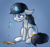 Size: 3800x3599 | Tagged: safe, artist:witchtaunter, derpibooru import, oc, oc only, oc:greyline, chest fluff, crying, dropped ice cream, floppy ears, food, glowing horn, ice cream, ice cream cone, levitation, magic, male, sad, sitting, solo, spill, stallion, telekinesis, wavy mouth