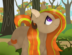 Size: 1024x792 | Tagged: safe, artist:69beas, derpibooru import, oc, oc only, oc:nattural juice, earth pony, pony, forest, smiling, solo