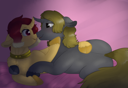 Size: 1274x879 | Tagged: safe, artist:69beas, derpibooru import, oc, oc only, oc:jessie feuer, oc:luri equestria, pony, unicorn, boop, female, hug, jessuri, male, straight