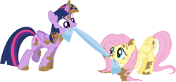 Size: 8842x4136 | Tagged: safe, artist:silentmatten, derpibooru import, fluttershy, twilight sparkle, twilight sparkle (alicorn), alicorn, pegasus, pony, .ai available, .zip file at source, absurd resolution, mud, muddy, simple background, transparent background, vector