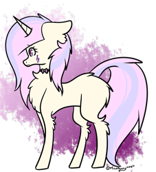 Size: 1177x1294 | Tagged: safe, artist:lceiandic, derpibooru import, oc, oc:creamberry, unicorn, blank flank, chest fluff, simple background, solo, transparent background