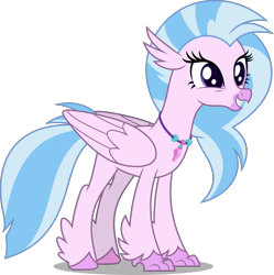 Size: 4984x5000 | Tagged: safe, artist:dashiesparkle, derpibooru import, silverstream, classical hippogriff, hippogriff, school daze, .svg available, absurd resolution, female, jewelry, leaning forward, necklace, simple background, solo, transparent background, vector