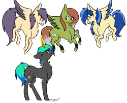 Size: 2785x2261 | Tagged: safe, artist:lceiandic, derpibooru import, oc, oc only, pegasus, pony, unicorn, chest fluff, flying, simple background, transparent background