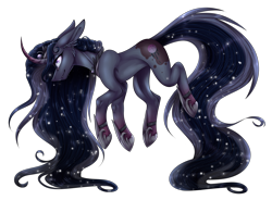 Size: 4393x3233 | Tagged: safe, artist:zen-ex, derpibooru import, oc, oc only, oc:serenity, pony, unicorn, curved horn, ethereal mane, hoof shoes, simple background, solo, starry mane, transparent background