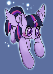 Size: 587x830 | Tagged: safe, artist:shusu, derpibooru import, twilight sparkle, twilight sparkle (alicorn), alicorn, pony, blushing, solo, starry eyes, wingding eyes