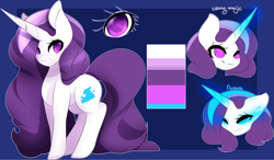 Size: 3957x2308 | Tagged: safe, artist:bebeuru, derpibooru import, oc, oc:electric streak, unicorn, female, glowing eyes, glowing horn, mare, reference sheet, solo