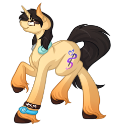 Size: 3507x3597 | Tagged: safe, artist:amazing-artsong, derpibooru import, oc, oc only, oc:cosmic dawn, glasses, simple background, solo, transparent background, unshorn fetlocks, watch