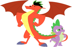 Size: 3587x2318 | Tagged: safe, artist:porygon2z, derpibooru import, spike, dragon, american dragon jake long, crossover, duo, jake long, simple background, transparent background