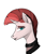 Size: 1111x1311 | Tagged: safe, derpibooru import, oc, oc only, oc:scarlet rebel, unicorn, bedroom eyes, blue eyes, bust, clothes, collar, eyeshadow, female, lipstick, looking at you, makeup, mare, mohawk, piercing, portrait, profile, punk, redhead, solo