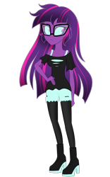 Size: 2150x3435 | Tagged: safe, artist:wubcakeva, derpibooru import, midnight sparkle, sci-twi, twilight sparkle, equestria girls, casual, causal midnight sparkle, clothes, glasses, hand on hip, high heels, shirt, shoes, shorts, simple background, solo, transparent background