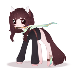 Size: 1000x1000 | Tagged: safe, artist:goodammi09, derpibooru import, oc, oc only, earth pony, pony, clothes, mouth hold, simple background, solo, sword, weapon, white background