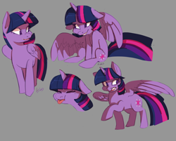 Size: 1654x1332 | Tagged: safe, artist:turning-the-tides, derpibooru import, twilight sparkle, twilight sparkle (alicorn), alicorn, pony, female, gray background, mare, simple background, smiling, solo, tongue out