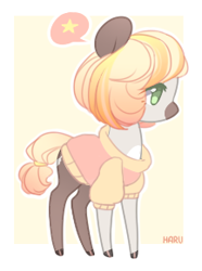 Size: 216x291 | Tagged: safe, artist:harusocoma, derpibooru import, oc, earth pony, pony, chibi, clothes, female, mare, solo