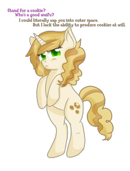 Size: 1900x2500 | Tagged: safe, artist:rainbowtashie, derpibooru import, sweet biscuit, unicorn, adorabiscuit, cute, degrading, pouting, simple background, solo, threat, transparent background