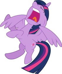 Size: 5026x5982 | Tagged: safe, artist:jhayarr23, derpibooru import, twilight sparkle, twilight sparkle (alicorn), alicorn, pony, better together, equestria girls, forgotten friendship, absurd resolution, eyes closed, female, flailing, hoofy-kicks, mare, open mouth, rearing, screaming, simple background, solo, spread wings, transparent background, twilighting, vector, wings