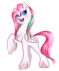 Size: 579x699 | Tagged: safe, artist:coremint, derpibooru import, oc, oc only, pegasus, pony, chest fluff, female, heart eyes, mare, open mouth, raised hoof, simple background, solo, transparent background, unshorn fetlocks, wingding eyes