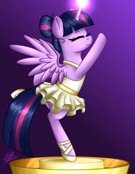 Size: 1024x1311 | Tagged: safe, artist:girlunicorn, derpibooru import, twilight sparkle, twilight sparkle (alicorn), alicorn, pony, ballerina, clothes, dress, eyes closed, music box, solo, tutu, twilarina