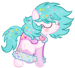 Size: 1024x933 | Tagged: safe, artist:xmelodyskyx, derpibooru import, oc, oc only, oc:fluffy blue, earth pony, pony, blushing, cloak, clothes, eyes closed, female, mare, simple background, solo, transparent background