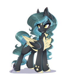 Size: 1024x1134 | Tagged: safe, artist:pvrii, derpibooru import, oc, oc only, oc:shimmer starfall, pegasus, pony, blushing, chest fluff, female, looking back, mare, simple background, smiling, star (coat marking), transparent background