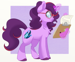 Size: 1024x853 | Tagged: safe, artist:itstaylor-made, derpibooru import, oc, oc only, oc:aramau, pony, unicorn, clipboard, female, levitation, magic, mare, solo, telekinesis