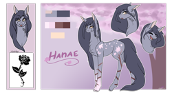 Size: 3000x1650 | Tagged: safe, artist:sofienriquez, derpibooru import, oc, oc:hanae, earth pony, pony, female, mare, reference sheet, solo