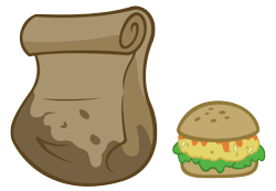 Size: 3900x2700 | Tagged: safe, artist:sofunnyguy, derpibooru import, bag, burger, food, grease, no pony, oat burger, oats, paper bag, resource, simple background, transparent background, vector