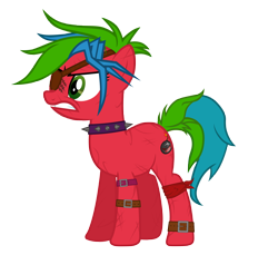 Size: 6208x5697 | Tagged: safe, artist:aborrozakale, derpibooru import, oc, oc:emerald shade, earth pony, pony, absurd resolution, alternate design, angry, choker, eyepatch, female, mare, scar, simple background, solo, spiked choker, transparent background, vector