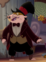 Size: 350x469 | Tagged: safe, derpibooru import, screencap, verko, anthro, naked mole rat, plantigrade anthro, my little pony: the movie, bowtie, clothes, crime boss, cropped, frock coat, goggles, hat, klugetown, male, shirt, solo focus, suit, top hat, waistcoat, whiskers