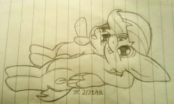 Size: 1584x948 | Tagged: safe, artist:tails-155, derpibooru import, featherweight, scootaloo, female, lined paper, male, monochrome, scootaweight, shipping, straight, traditional art