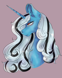 Size: 720x900 | Tagged: safe, artist:inutatos, derpibooru import, oc, oc:miss smile, pony, unicorn, bust, female, mare, portrait, solo