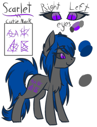 Size: 428x560 | Tagged: safe, artist:lillucy6, derpibooru import, oc, oc:scarlet scythe, earth pony, pony, chest fluff, cutie mark, edgy, female, happy, mare, reference sheet, scythe, simple background, solo, transparent background