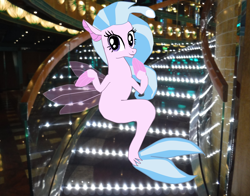 Size: 3937x3087 | Tagged: safe, artist:oceanrailroader, derpibooru import, silverstream, seapony (g4), school daze, irl, photo, ponies in real life, that hippogriff sure does love stairs