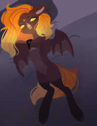 Size: 3656x4763 | Tagged: safe, artist:victor, derpibooru import, oc, oc:fire glow, bat pony, solo