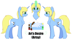 Size: 2447x1372 | Tagged: safe, artist:mynder, derpibooru import, oc, oc only, oc:art's desire, pony, unicorn, female, fluffy, magic, mare, reference sheet, simple background, smiling, solo, transparent background