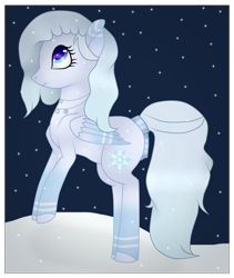 Size: 2740x3252 | Tagged: safe, artist:bluemoonbluepony, derpibooru import, oc, oc:snow dream, pegasus, pony, female, high res, mare, night, snow, solo