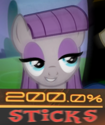 Size: 676x810 | Tagged: safe, derpibooru import, edit, edited screencap, screencap, maud pie, earth pony, pony, the maud couple, 200% mad, caption, expand dong, exploitable meme, image macro, meme, smiling, solo, when she smiles