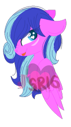 Size: 289x511 | Tagged: safe, artist:superrosey16, derpibooru import, oc, oc:love tune, pegasus, pony, bust, female, mare, portrait, simple background, solo, transparent background, watermark