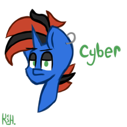 Size: 1000x1000 | Tagged: safe, artist:claudearts, derpibooru import, oc, oc only, oc:cyberpon3, pony, unicorn, bust, ear piercing, earring, eyeshadow, jewelry, makeup, male, piercing, portrait, punk, simple background, solo, stallion, transparent background