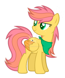 Size: 1280x1541 | Tagged: safe, artist:detoxx-retoxx, derpibooru import, oc, oc only, oc:honey bee, pegasus, pony, base used, colored pupils, colored wings, colored wingtips, female, magical lesbian spawn, mare, neckerchief, offspring, parent:applejack, parent:fluttershy, parents:appleshy, simple background, solo, transparent background, watermark