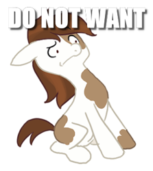 Size: 309x346 | Tagged: safe, derpibooru import, pipsqueak, cropped, do not want, image macro, meme, reaction image