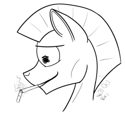 Size: 3185x2965 | Tagged: safe, artist:brittlebluefox, derpibooru import, oc, oc:brittlefox, black and white, bust, chainsmoking, grayscale, male, monochrome, skinny, smoking, solo