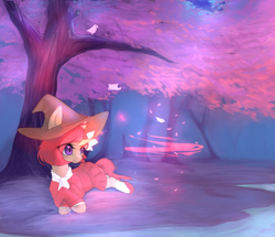 Size: 5000x4300 | Tagged: safe, artist:aoiyui, derpibooru import, oc, oc only, bird, pony, unicorn, absurd resolution, clothes, dress, female, hat, magic, shoes, solo, tree, witch, witch hat