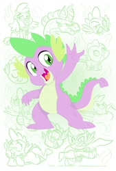 Size: 938x1388 | Tagged: safe, artist:nanook123, derpibooru import, humdrum, spike, dog, dragon, equestria girls, baby, baby dragon, baby spike, beefspike, cute, facial hair, happy, looking at you, male, moustache, power ponies, signature, smiling, solo, spikabetes, spike the dog, spikezilla, watermark